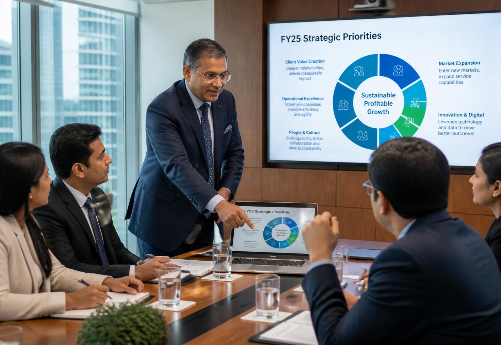 Indian consultants presenting strategy